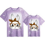 Mommy and Me Matching Clothing Top Happy Easter Bunny With Glasses Tie Dyed Family T-shirts