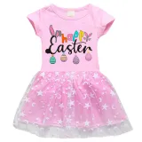 Girls Yarn Skirt Happy Easter Eggs Long And Short Sleeve Dress