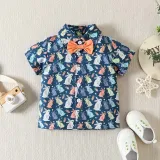 Baby Boys Happy Easter Two Pieces Rabbit Short Sleeve Shirts and Shorts Set
