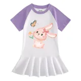 Girls Rainbow Happy Easter Bunny Flower Butterfly Long And Short Sleeve Casual Skirt