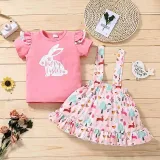 Baby Girls Happy Easter Bunny T-shirts Candy Floral Backless Dress