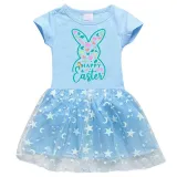 Girls Yarn Skirt Happy Easter Elements Long And Short Sleeve Dress