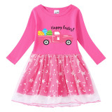 Girls Yarn Skirt Happy Easter Car Long And Short Sleeve Dress