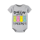 Easter Family Matching Pajamas Exclusive Design Happy Easter Chillin With My Peeps Gray Pajamas Set