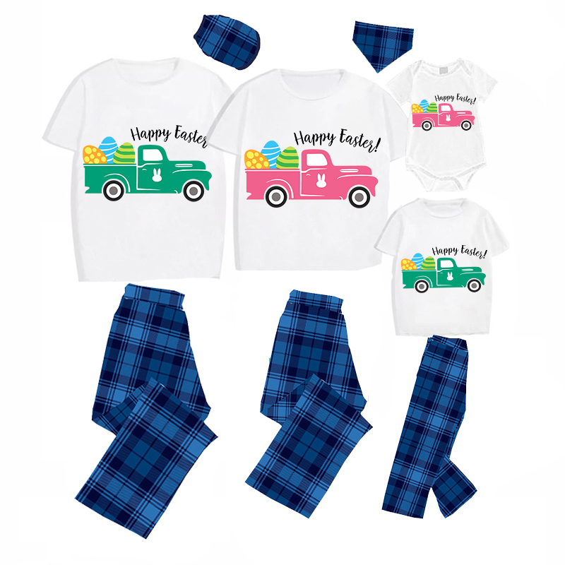 Easter Family Matching Pajamas Exclusive Design Happy Easter Car Gray Pajamas Set
