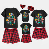 Easter Family Matching Pajamas Exclusive Design Happy Easter Elements Eggs Black Pajamas Set