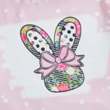 Toddler Girls Easter Holiday Clothing Two Pieces Pink Bunny Rabbit T-shirts and Flared Pants Set