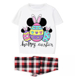 Easter Family Matching Pajamas Exclusive Design Happy Easter Cartoon Mice Eggs White Pajamas Set
