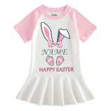 Girls Rainbow Happy Easter Name Custom Bunny Long And Short Sleeve Casual Skirt