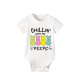 Easter Family Matching Pajamas Exclusive Design Happy Easter Chillin With My Peeps White Pajamas Set