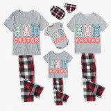 Easter Family Matching Pajamas Exclusive Design Happy Easter Bunny Gray Pajamas Set