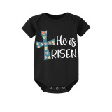 Easter Family Matching Pajamas Exclusive Design Happy Easter He Is Risen Eggs Black Pajamas Set