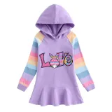 Girls Rainbow Happy Easter Bunny Love Long And Short Sleeve Casual Skirt
