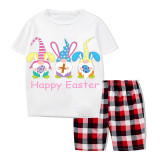 Easter Family Matching Pajamas Exclusive Design Happy Easter Gnomies Bunny White Pajamas Set