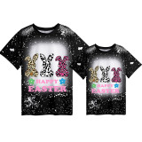 Mommy and Me Matching Clothing Top Happy Easter Leopard Rabbits Tie Dyed Family T-shirts
