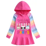 Girls Rainbow Happy Easter Chillin With My Peeps Gnomies Long And Short Sleeve Casual Skirt