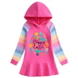 Girls Rainbow Happy Easter Egg Elements Long And Short Sleeve Casual Skirt