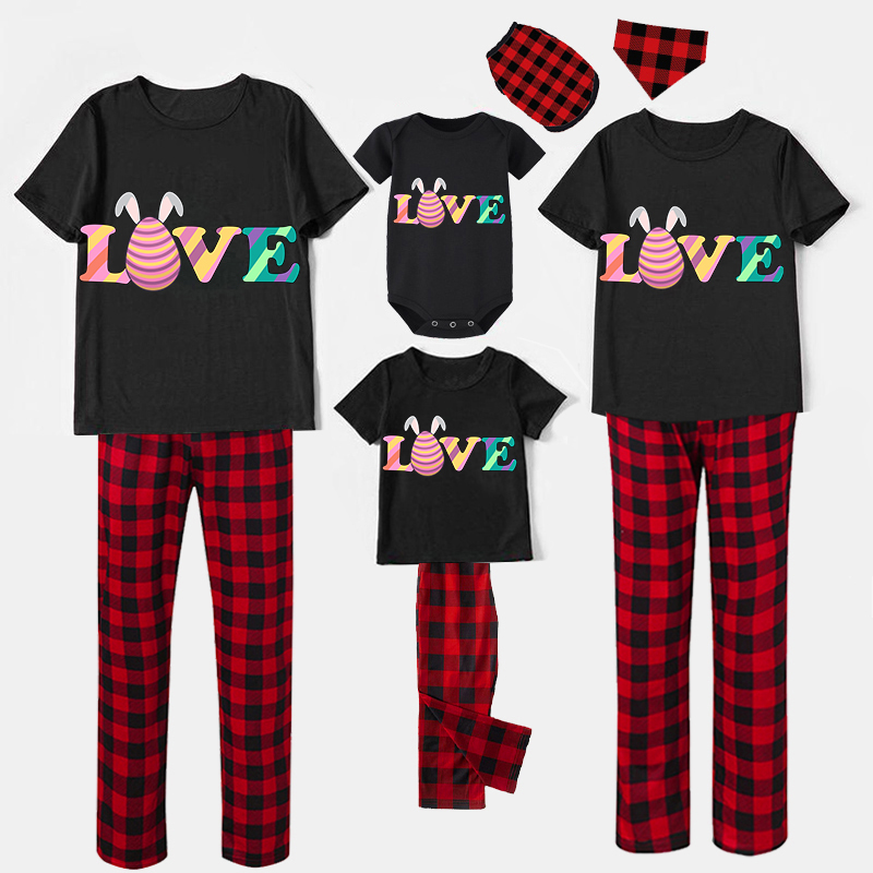 Easter Family Matching Pajamas Exclusive Design Happy Easter Love Egg Black Pajamas Set