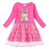 Girls Yarn Skirt Happy Easter Bunny Eggs Long And Short Sleeve Dress
