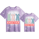 Mommy and Me Matching Clothing Top Happy Easter Plaids Rabbits Tie Dyed Family T-shirts