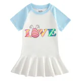 Girls Rainbow Happy Easter Egg Love Long And Short Sleeve Casual Skirt