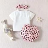 Baby Girls Happy Easter Two Pieces Chillin' with My Peeps T-shirts and Leopard Shorts Set