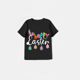 Easter Family Matching Pajamas Exclusive Design Happy Easter Slogan Eggs Black Pajamas Set