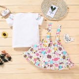 Baby Girls Happy Easter Bunny T-shirts Candy Floral Backless Dress