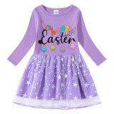 Girls Yarn Skirt Happy Easter Eggs Long And Short Sleeve Dress