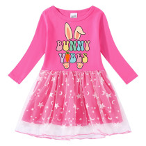 Girls Yarn Skirt Happy Easter Bunny Vibes Long And Short Sleeve Dress