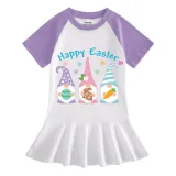 Girls Rainbow Happy Easter Gnomies Long And Short Sleeve Casual Skirt