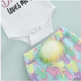 Baby Girls Happy Easter Some Bunny Loves Me Suits and Bow Headband