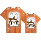 Mommy and Me Matching Clothing Top Happy Easter Bunny With Glasses Tie Dyed Family T-shirts