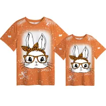 Mommy and Me Matching Clothing Top Happy Easter Bunny With Glasses Tie Dyed Family T-shirts