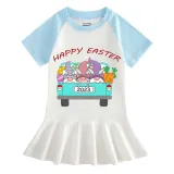 Girls Rainbow Happy Easter Gnomies Car Long And Short Sleeve Casual Skirt