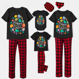 Easter Family Matching Pajamas Exclusive Design Happy Easter Elements Eggs Black Pajamas Set