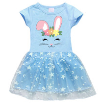 Girls Yarn Skirt Happy Easter Smile Bunny Long And Short Sleeve Dress