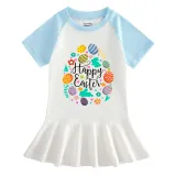 Girls Rainbow Happy Easter Egg Elements Long And Short Sleeve Casual Skirt