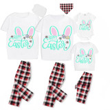 Easter Family Matching Pajamas Exclusive Design Happy Easter Bunny Ears White Pajamas Set