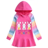 Girls Rainbow Happy Easter Chillin With My Peeps Bunny Long And Short Sleeve Casual Skirt