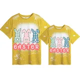 Mommy and Me Matching Clothing Top Happy Easter Plaids Rabbits Tie Dyed Family T-shirts