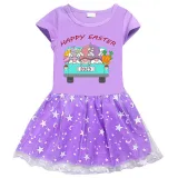 Girls Yarn Skirt Happy Easter Gnomies Car Long And Short Sleeve Dress