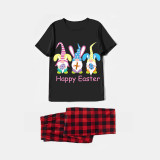 Easter Family Matching Pajamas Exclusive Design Happy Easter Gnomies Bunny Black Pajamas Set