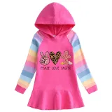 Girls Rainbow Happy Easter Peace Love Cross Long And Short Sleeve Casual Skirt