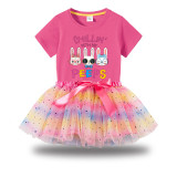 Girl Two Pieces Rainbow TuTu Happy Easter Chillin With My Peeps Gnomies Princess Bubble Skirt