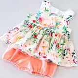 Baby Girls Easter Rabbit Prints Two Pieces Sleeveless T-shirts and Shorts Set