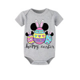 Easter Family Matching Pajamas Exclusive Design Happy Easter Cartoon Mice Eggs Gray Pajamas Set