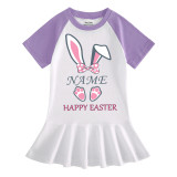 Girls Rainbow Happy Easter Name Custom Bunny Long And Short Sleeve Casual Skirt