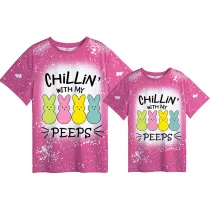 Mommy and Me Matching Clothing Top Happy Easter Chillin With My Peeps Tie Dyed Family T-shirts