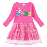 Girls Yarn Skirt Happy Easter 2023 Long And Short Sleeve Dress